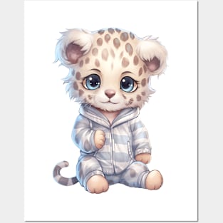 Snow Leopard Wearing Pajamas Posters and Art